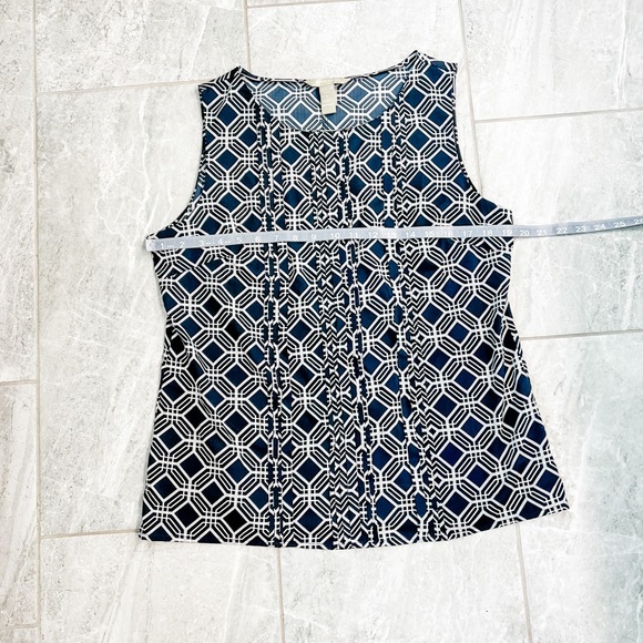 Banana Republic Navy and White Geometric Tank Top Size Large - Picture 5 of 7
